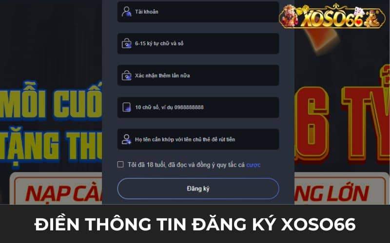 Điền thông tin đăng ký XOSO66 vào biểu mẫu