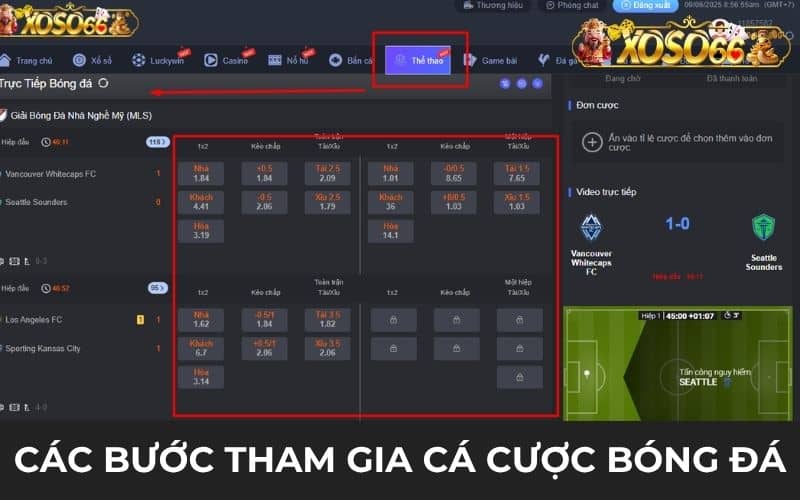 Các bước tham gia cá cược bóng đá tại thể thao XOSO66