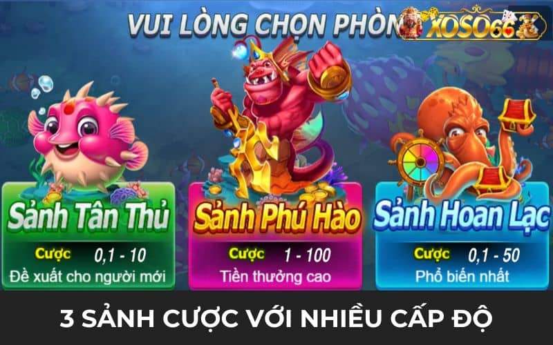 Có 3 sảnh cược với cấp độ khác nhau trong game dàn sao đánh cá Có 3 sảnh cược với cấp độ khác nhau trong game dàn sao đánh cá
