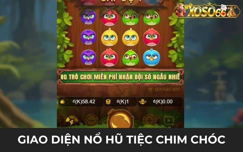 Giao diện chính của trò chơi nổ hũ tiệc chim chóc