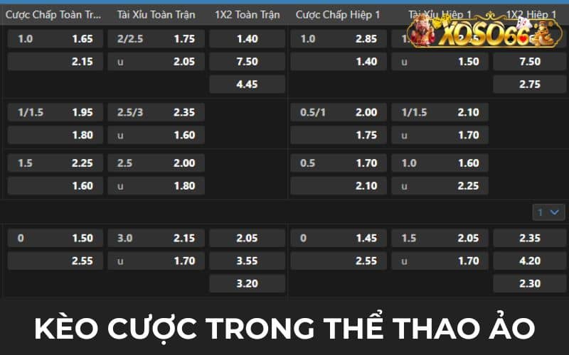 Kèo cược phổ biến trong cá cược thể thao ảo Kèo cược phổ biến trong cá cược thể thao ảo