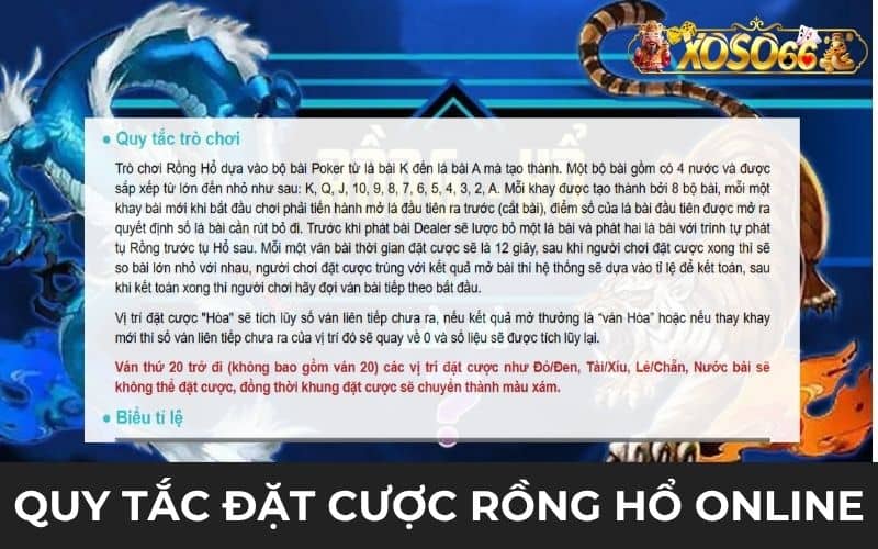 Quy tắc trò chơi Rồng Hổ online