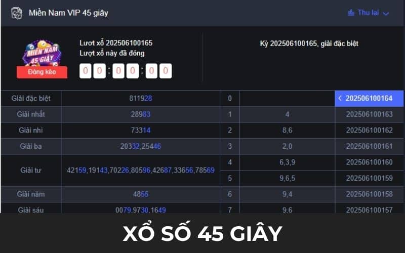 Xổ số 45 giây là hình thức xổ số chỉ diễn ra trong vòng 45 giây Xổ số 45 giây là hình thức xổ số chỉ diễn ra trong vòng 45 giây