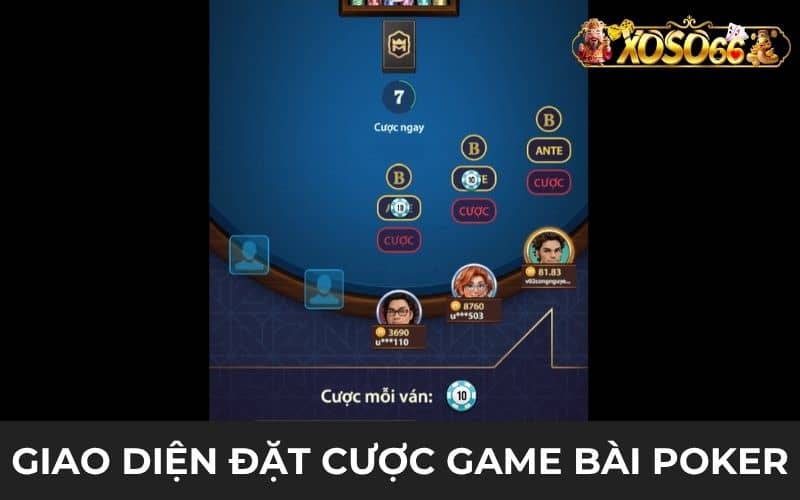 Giao diện đặt cược game bài Poker XOSO66